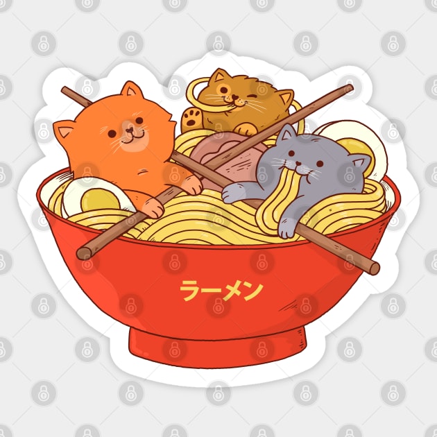 Ramen and cats Sticker by ppmid